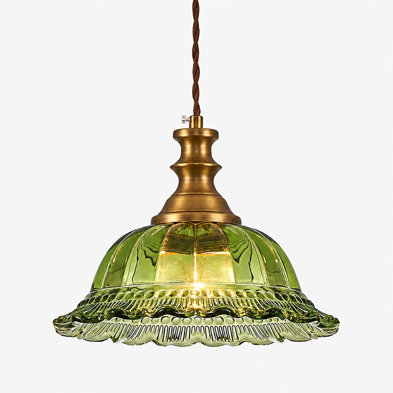 Lampada a sospensione vintage in vetro scanalato per cucina e sala da pranzo