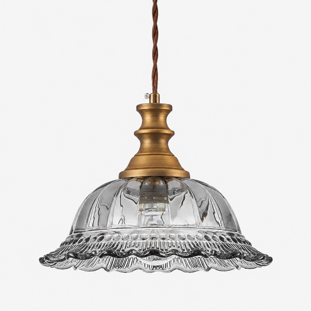 Lampada a sospensione vintage in vetro scanalato per cucina e sala da pranzo