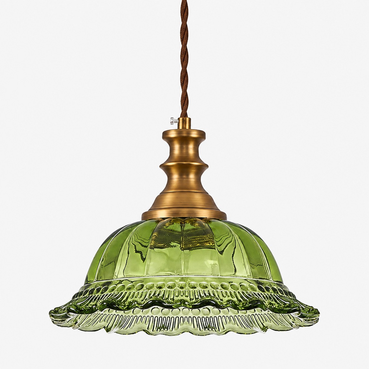 Lampada a sospensione vintage in vetro scanalato per cucina e sala da pranzo