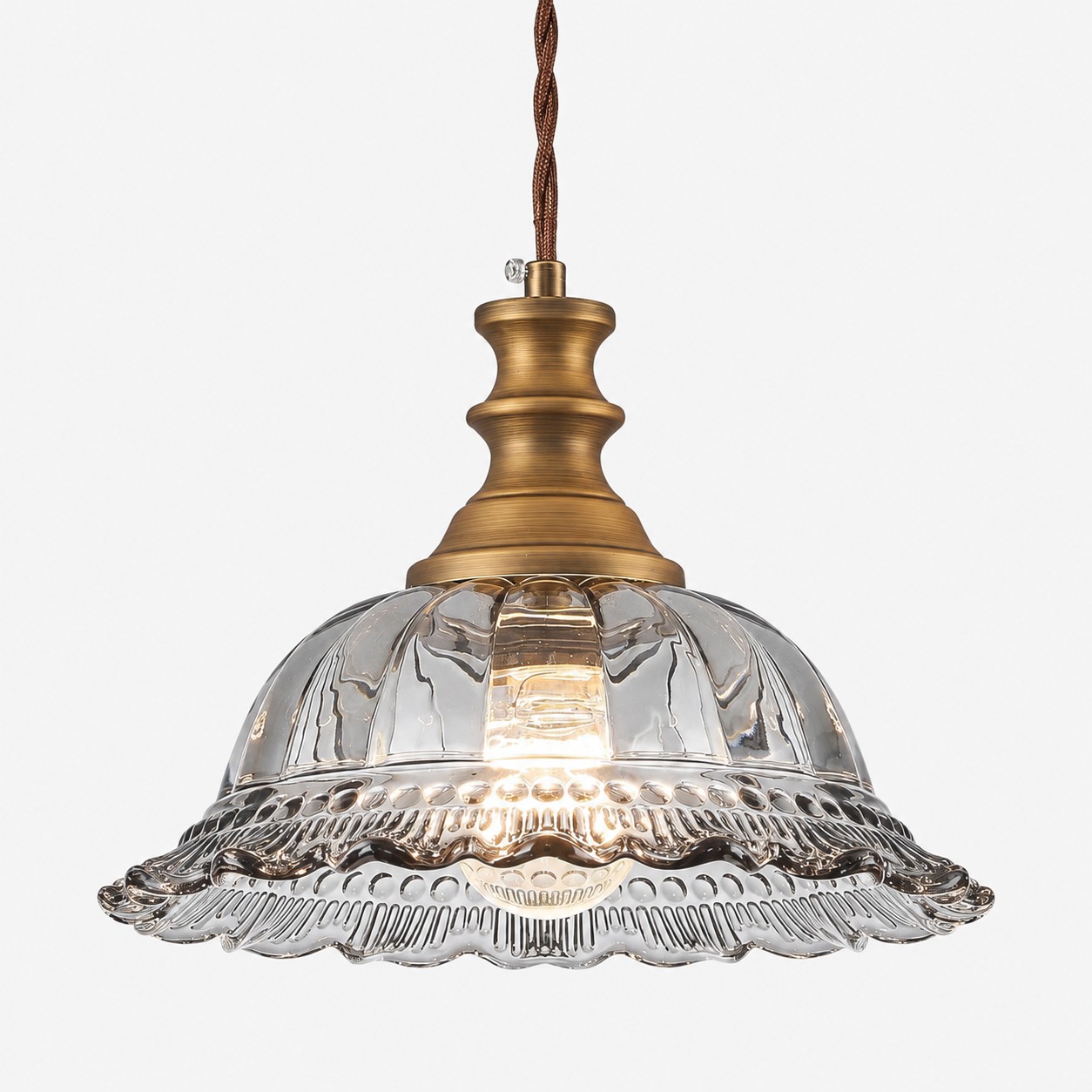 Lampada a sospensione vintage in vetro scanalato per cucina e sala da pranzo