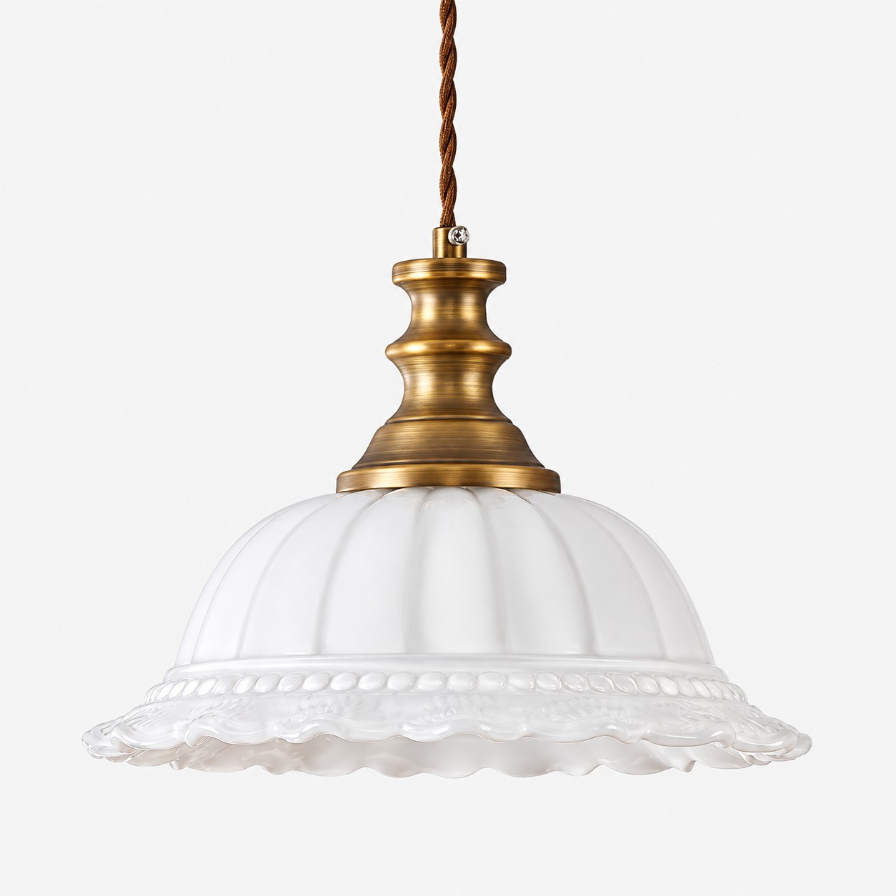 Lampada a sospensione vintage in vetro scanalato per cucina e sala da pranzo
