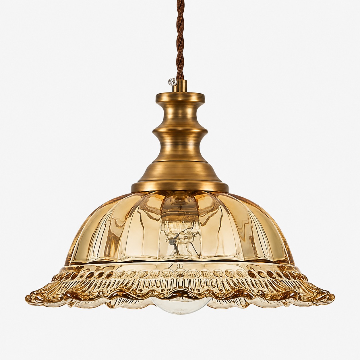 Lampada a sospensione vintage in vetro scanalato per cucina e sala da pranzo