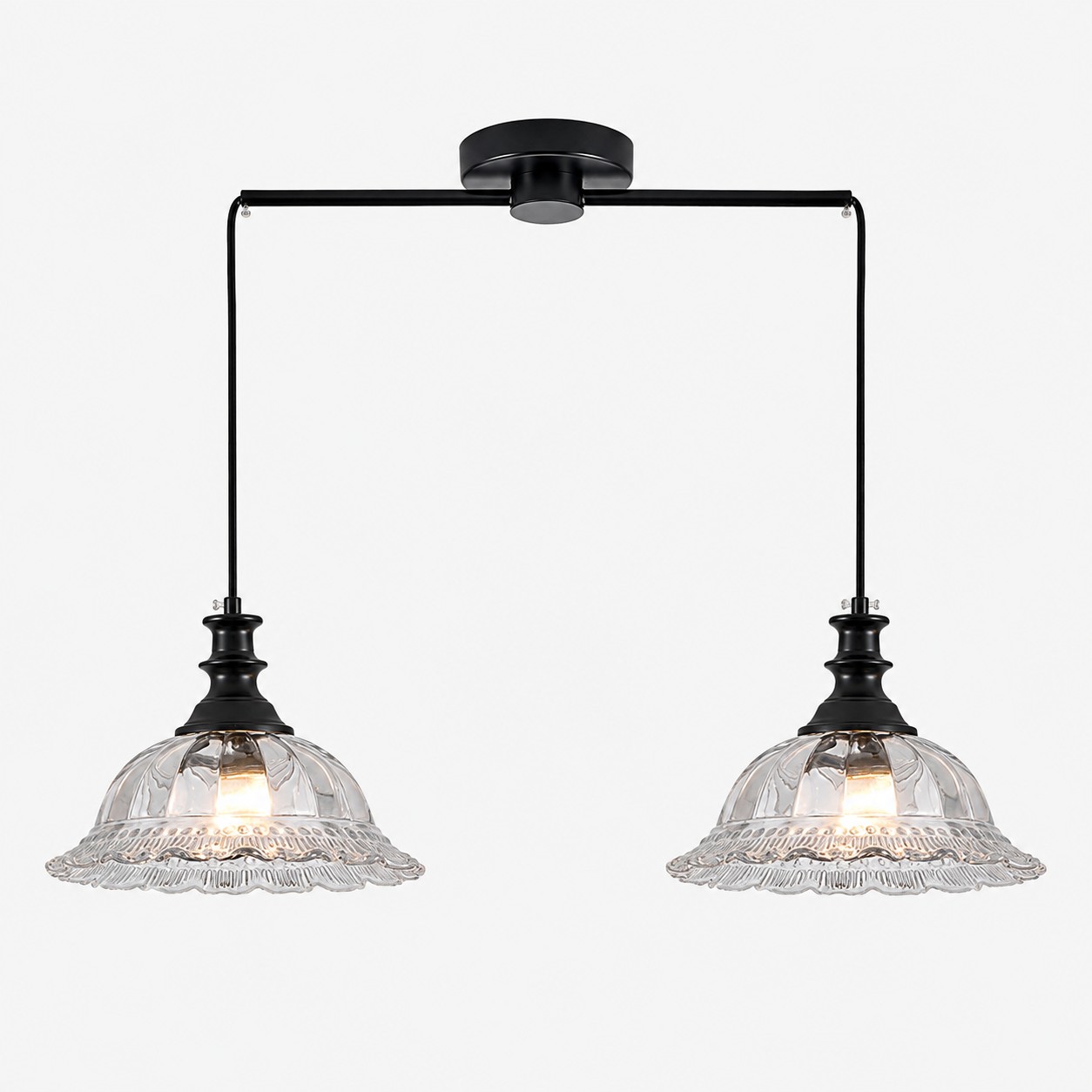 Lampada a sospensione vintage in vetro scanalato per cucina e sala da pranzo