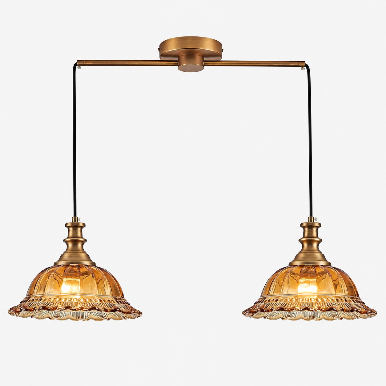 Lampada a sospensione vintage in vetro scanalato per cucina e sala da pranzo