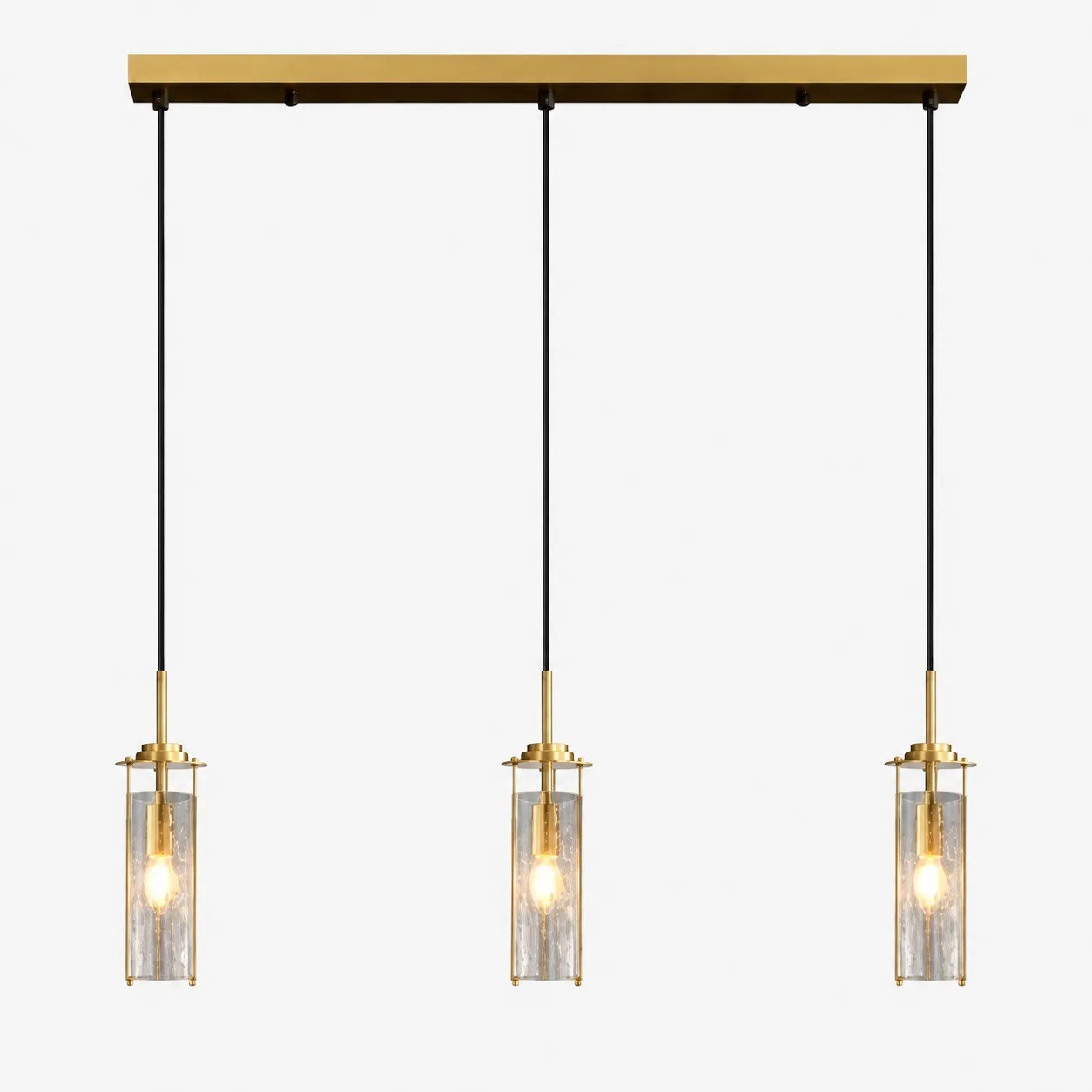 Brass Rippled Frosted Glass Pendant Light