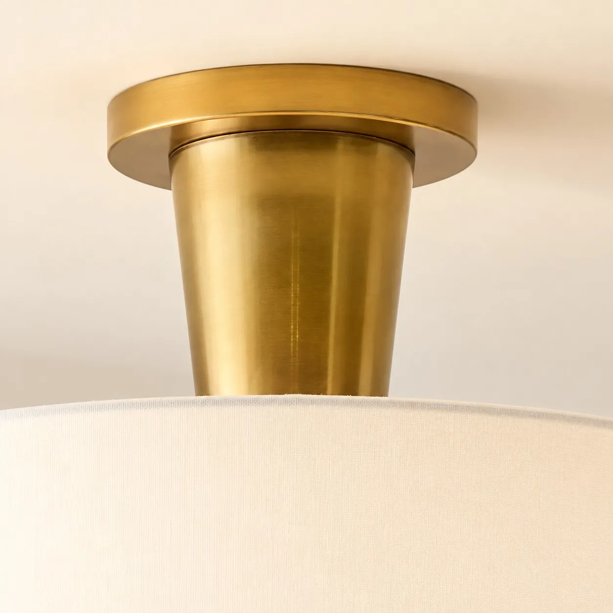 Modern Brass Fabric Flush Mount Ceiling Light