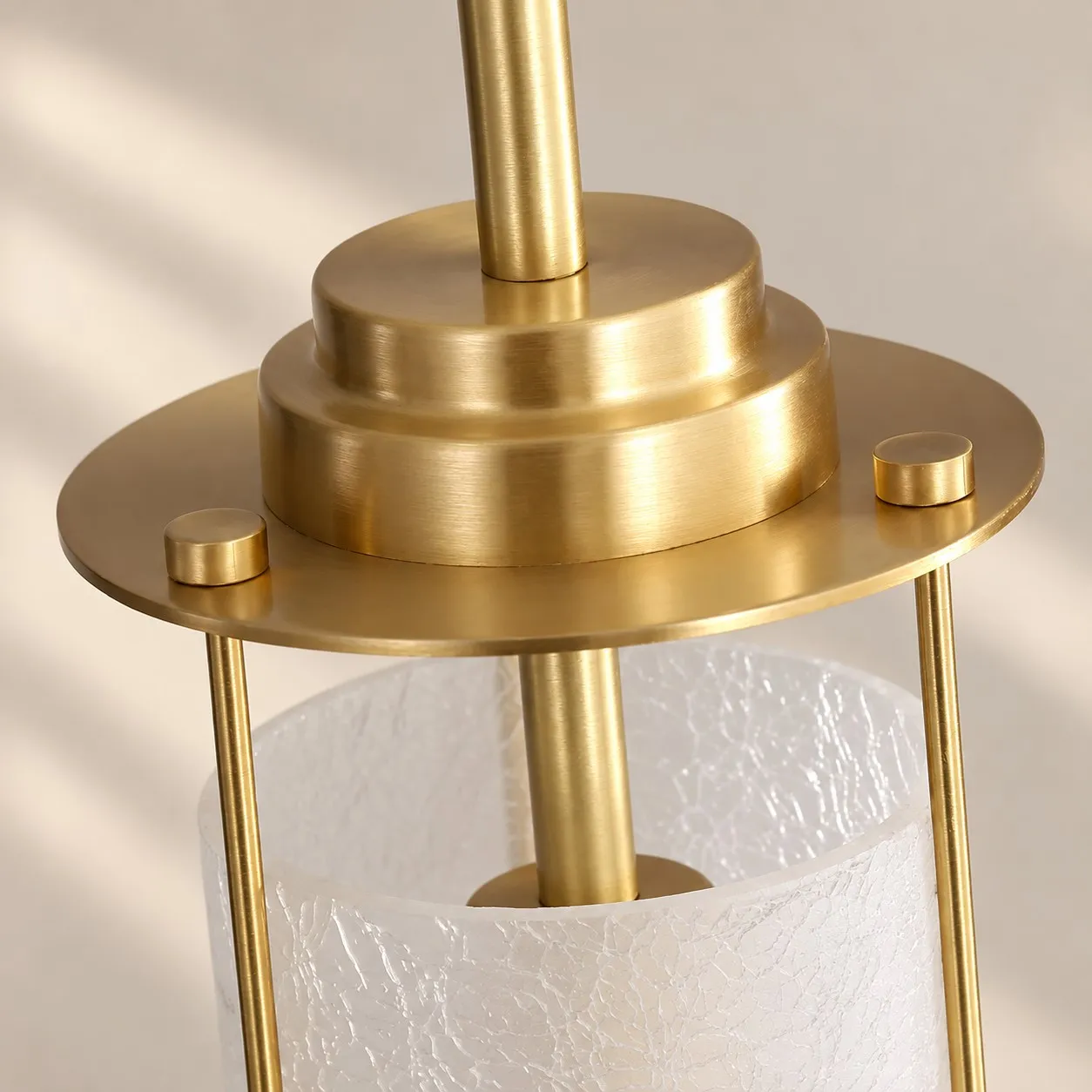 Brass Rippled Frosted Glass Pendant Light