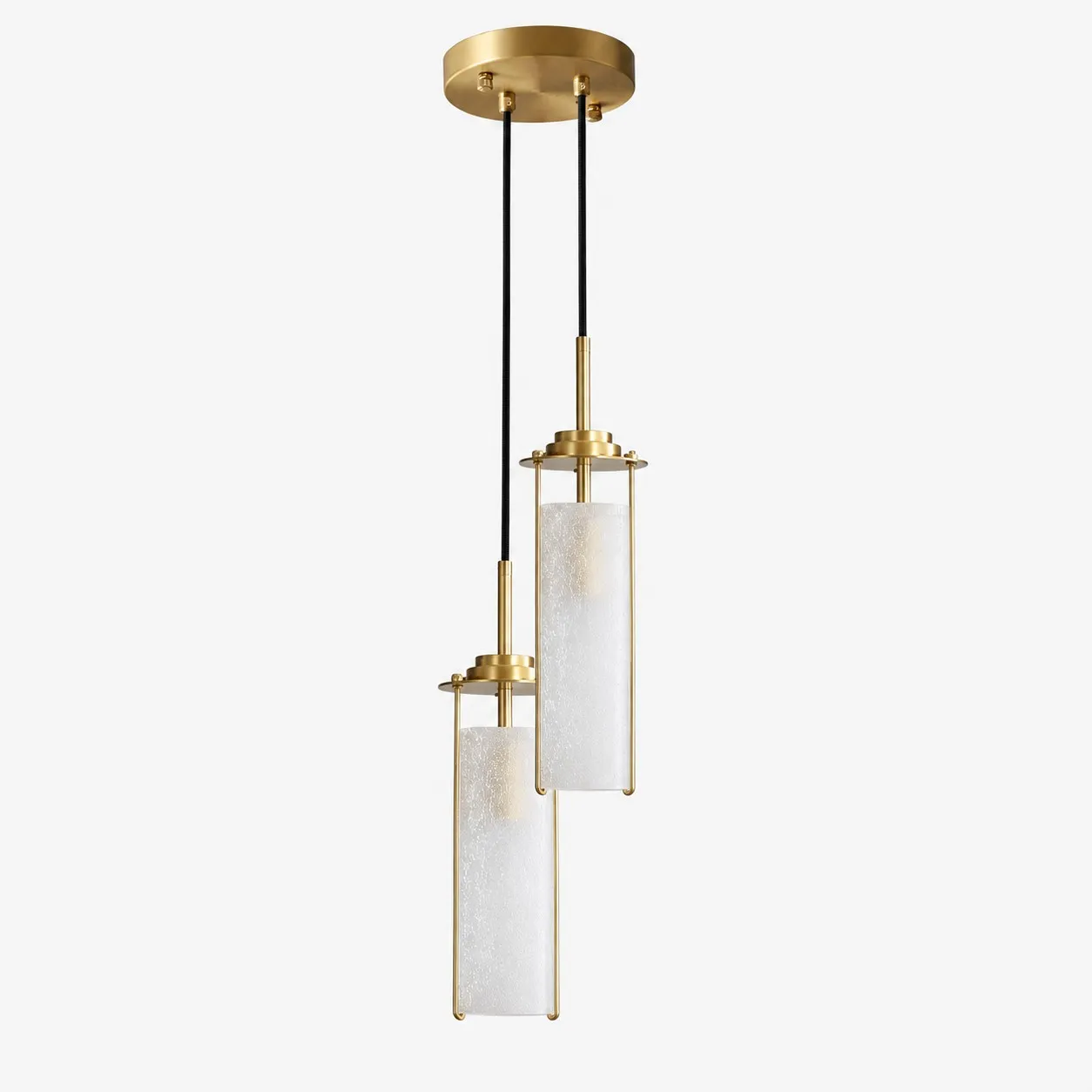 Brass Rippled Frosted Glass Pendant Light