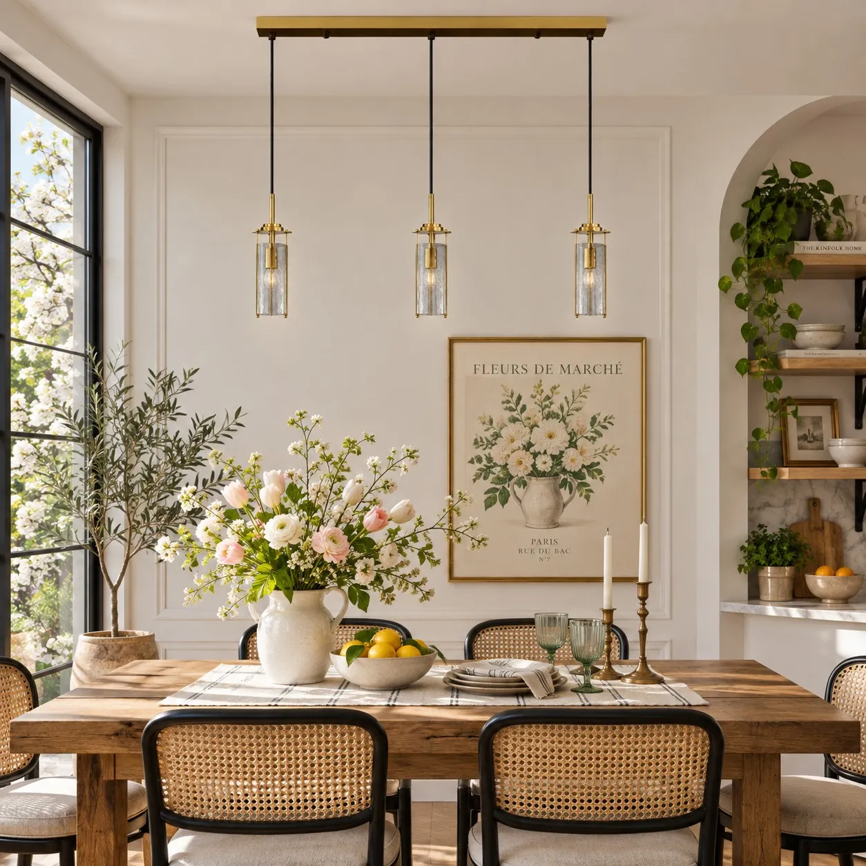 Brass Rippled Frosted Glass Pendant Light