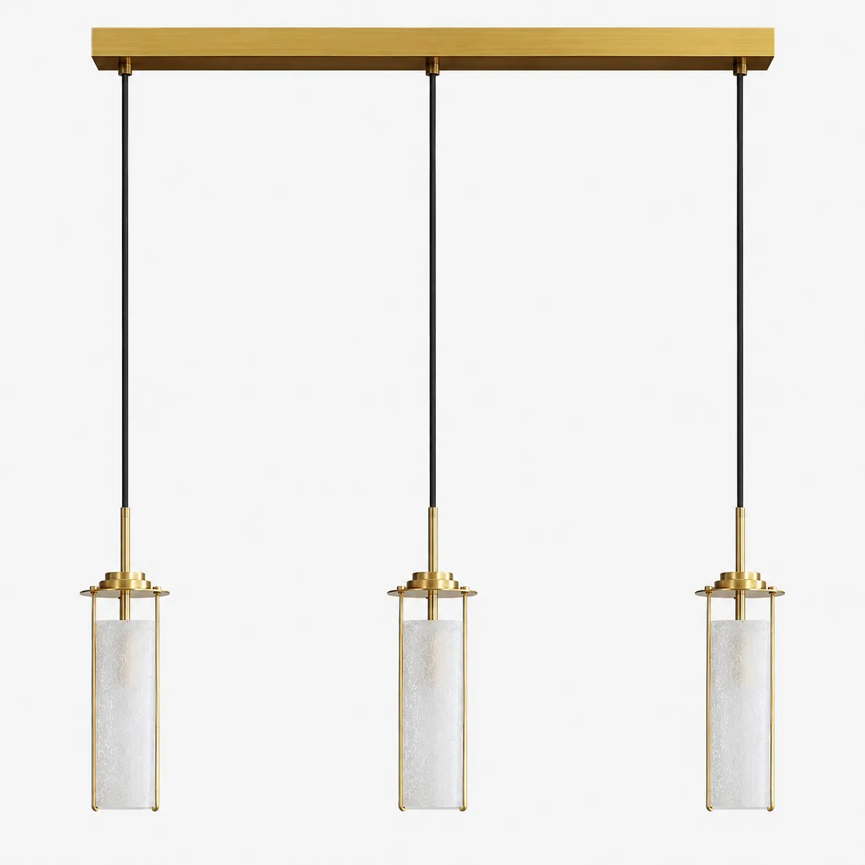Brass Rippled Frosted Glass Pendant Light