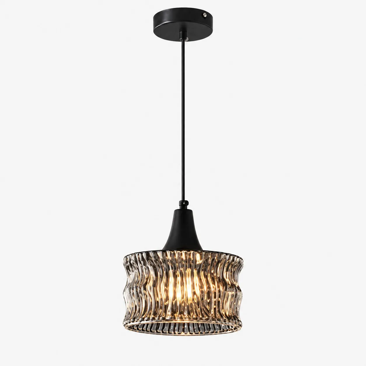 Suspension en laiton et verre style Wabi-Sabi