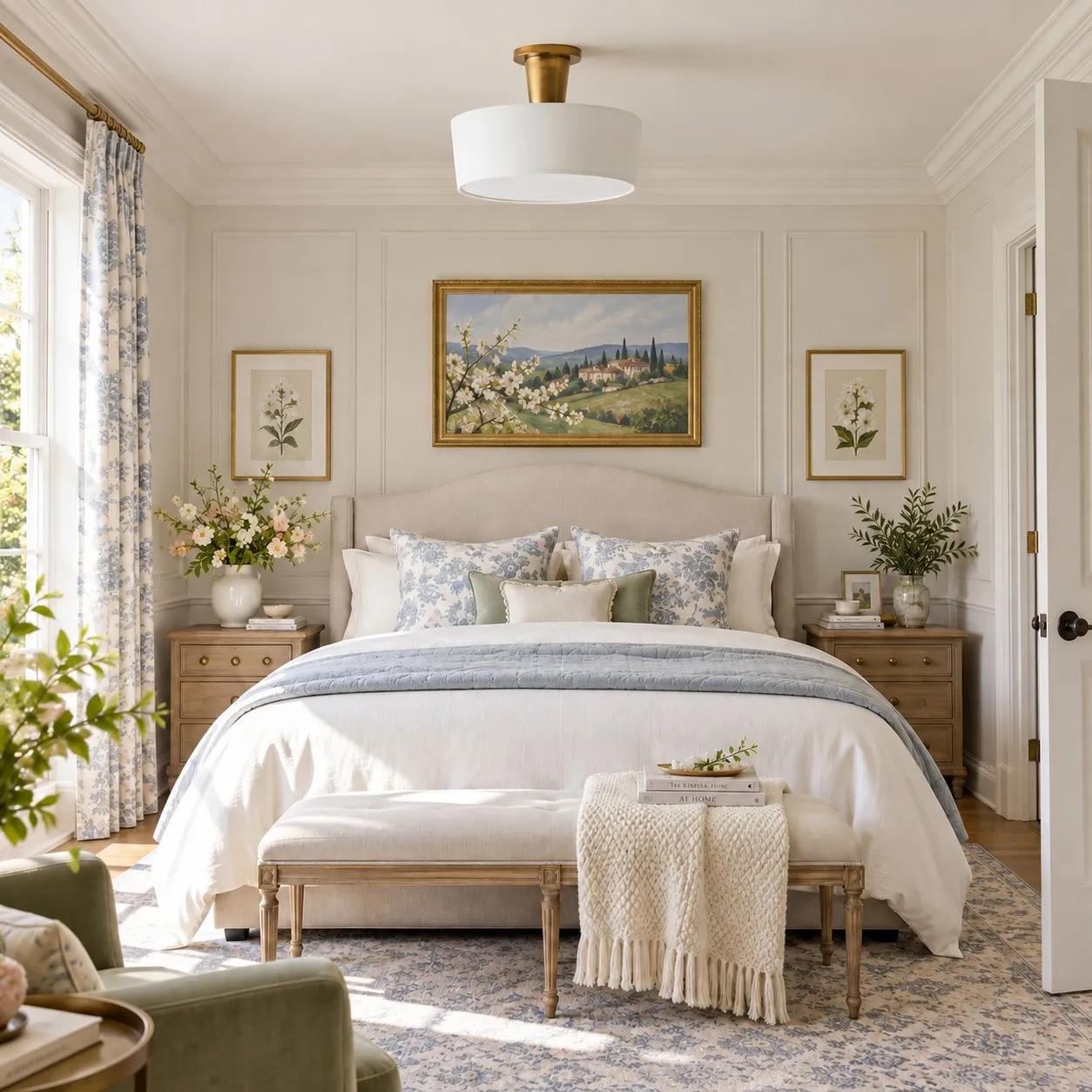 Modern Brass Fabric Flush Mount Ceiling Light