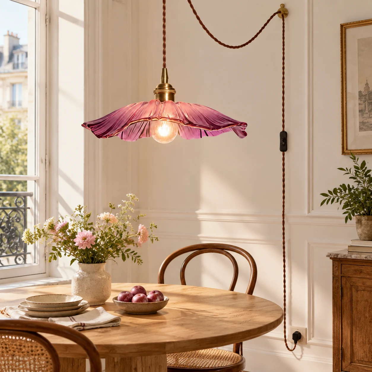 Suspension en verre pétale