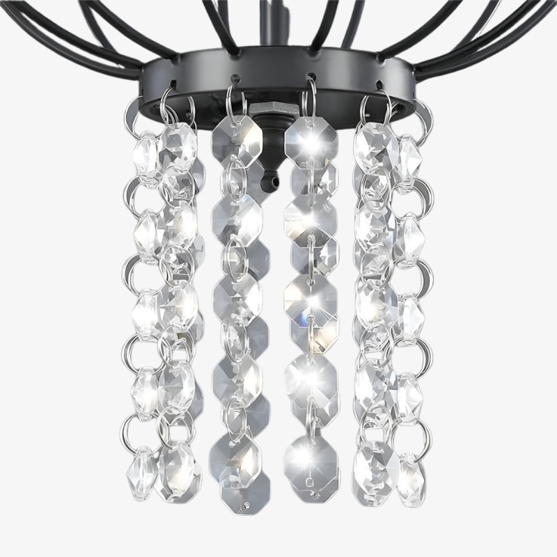 Lustre Crystallis moderne en m&eacute;tal et cristal - &Eacute;clairage de luxe pour le salon