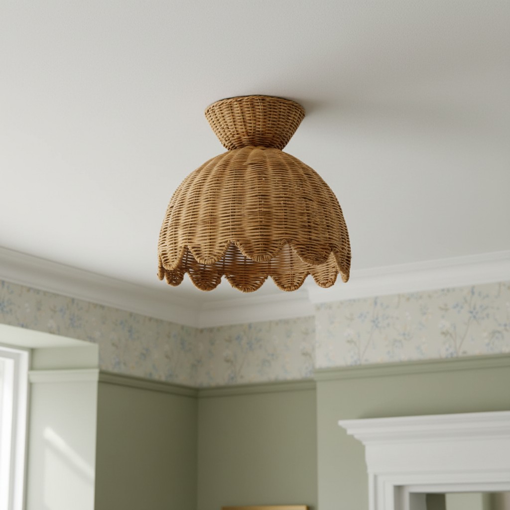 Plafonnier Rattalia - Design floral sculptural de style naturel pour &icirc;lot de cuisine