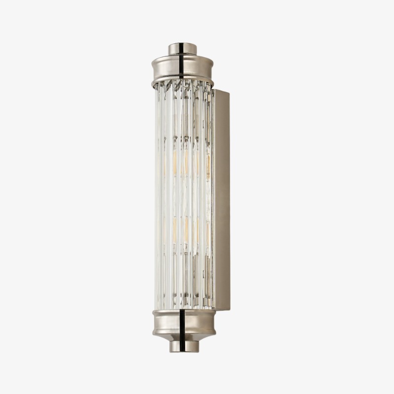Applique murale cylindrique en verre c&ocirc;tel&eacute; Bravira - Luminaire mural nordique moderne pour couloir et salon U03