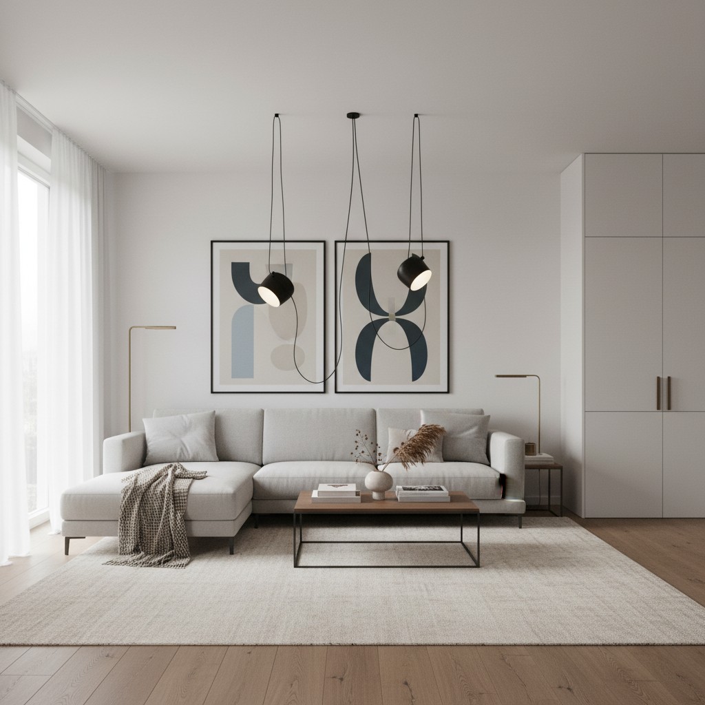 L&aacute;mpara colgante minimalista moderna y ajustable Axiomorna: elegante l&aacute;mpara colgante LED para cualquier espacio N02