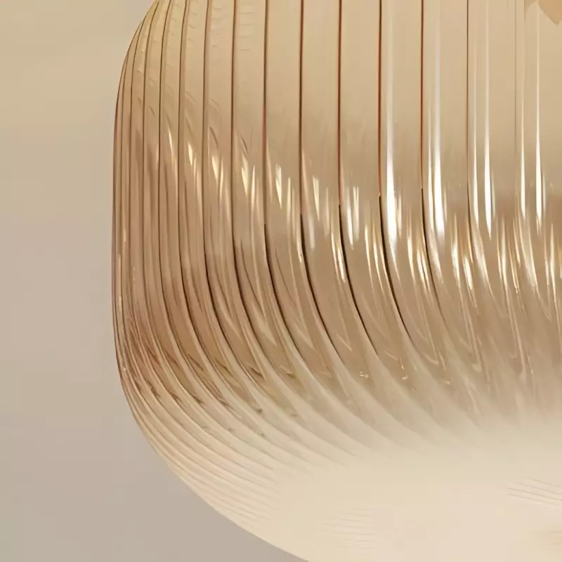 Plafonnier rond encastr&eacute; en verre cannel&eacute; ambr&eacute; r&eacute;tro Amberflow &ndash; Id&eacute;al pour les couloirs et les entr&eacute;es