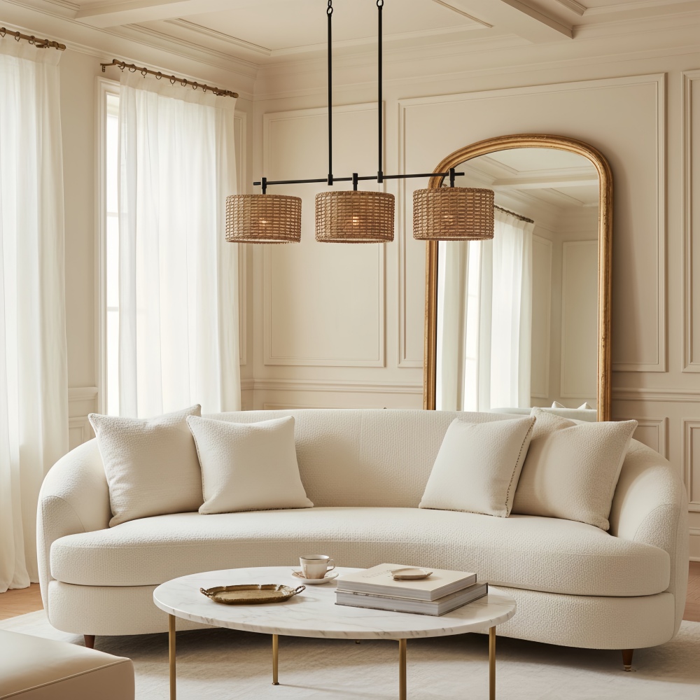 Suspension Ravelo Rustic Drum au design sculptural en m&eacute;tal, id&eacute;ale pour les salles &agrave; manger et les salons.