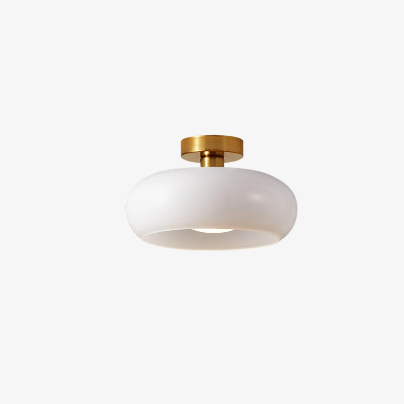 Plafonnier rond moderne en verre Bauvia, style Bauhaus &eacute;pur&eacute;, &eacute;clairage d'ambiance confortable N63
