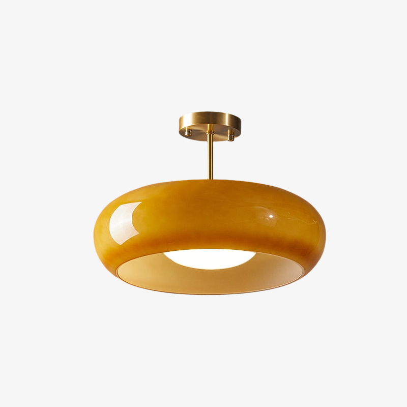 Plafonnier rond moderne en verre Bauvia, style Bauhaus &eacute;pur&eacute;, &eacute;clairage d'ambiance confortable N63