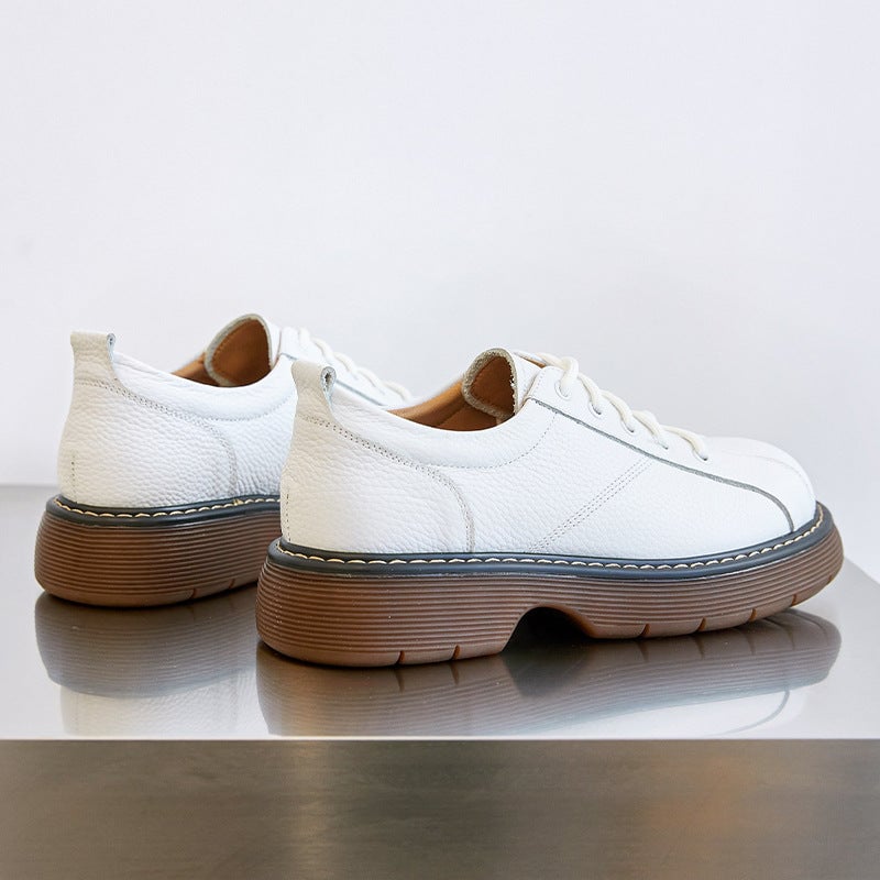 Scarpe Oxford con plateau da donna, scarpe basse con lacci, scarpe in pelle