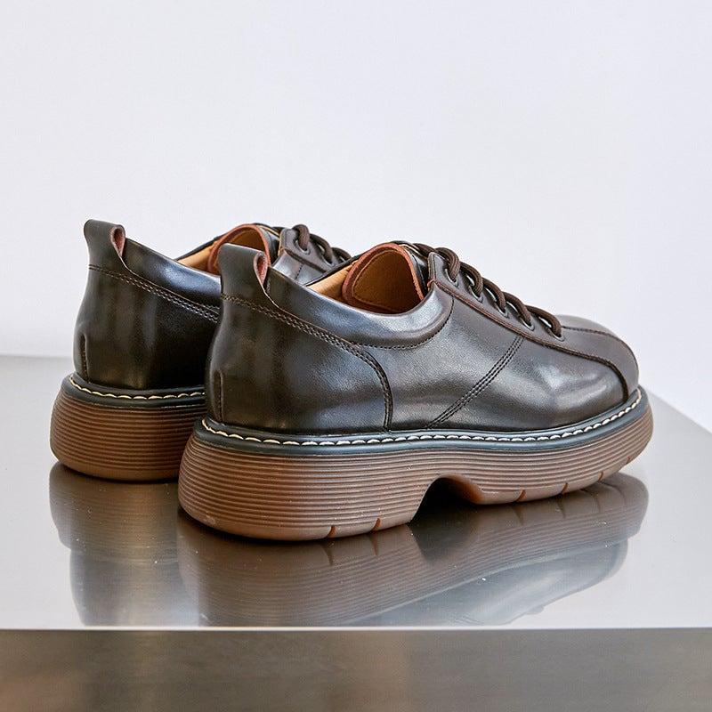Scarpe Oxford con plateau da donna, scarpe basse con lacci, scarpe in pelle