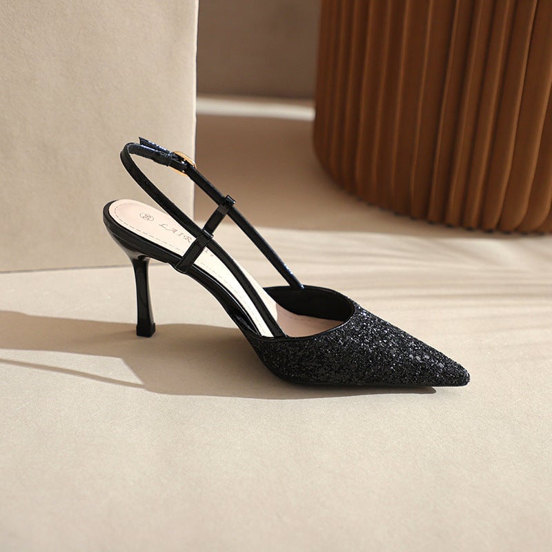 Zapatos de boda con tac&oacute;n de aguja y punta puntiaguda y lentejuelas para mujer