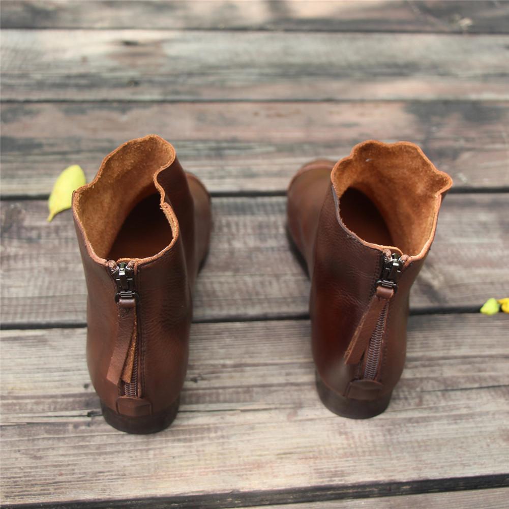 Botas planas de piel suave para mujer, descalzas, con dise&ntilde;o original en color caf&eacute;/negro.