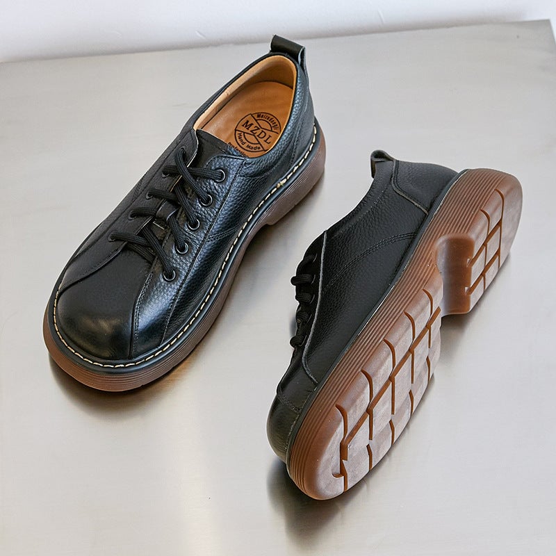 Scarpe Oxford con plateau da donna, scarpe basse con lacci, scarpe in pelle