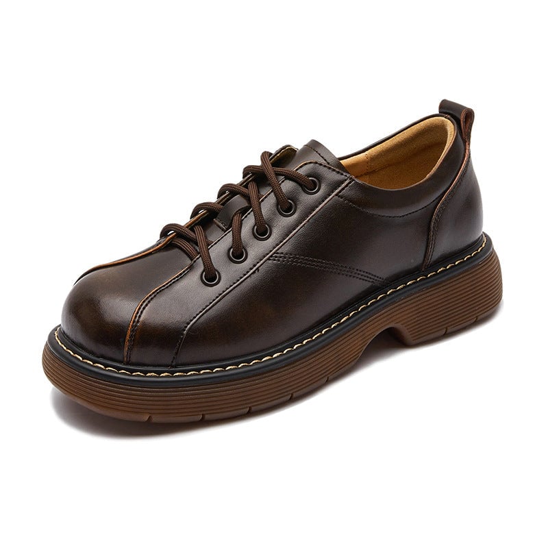 Scarpe Oxford con plateau da donna, scarpe basse con lacci, scarpe in pelle