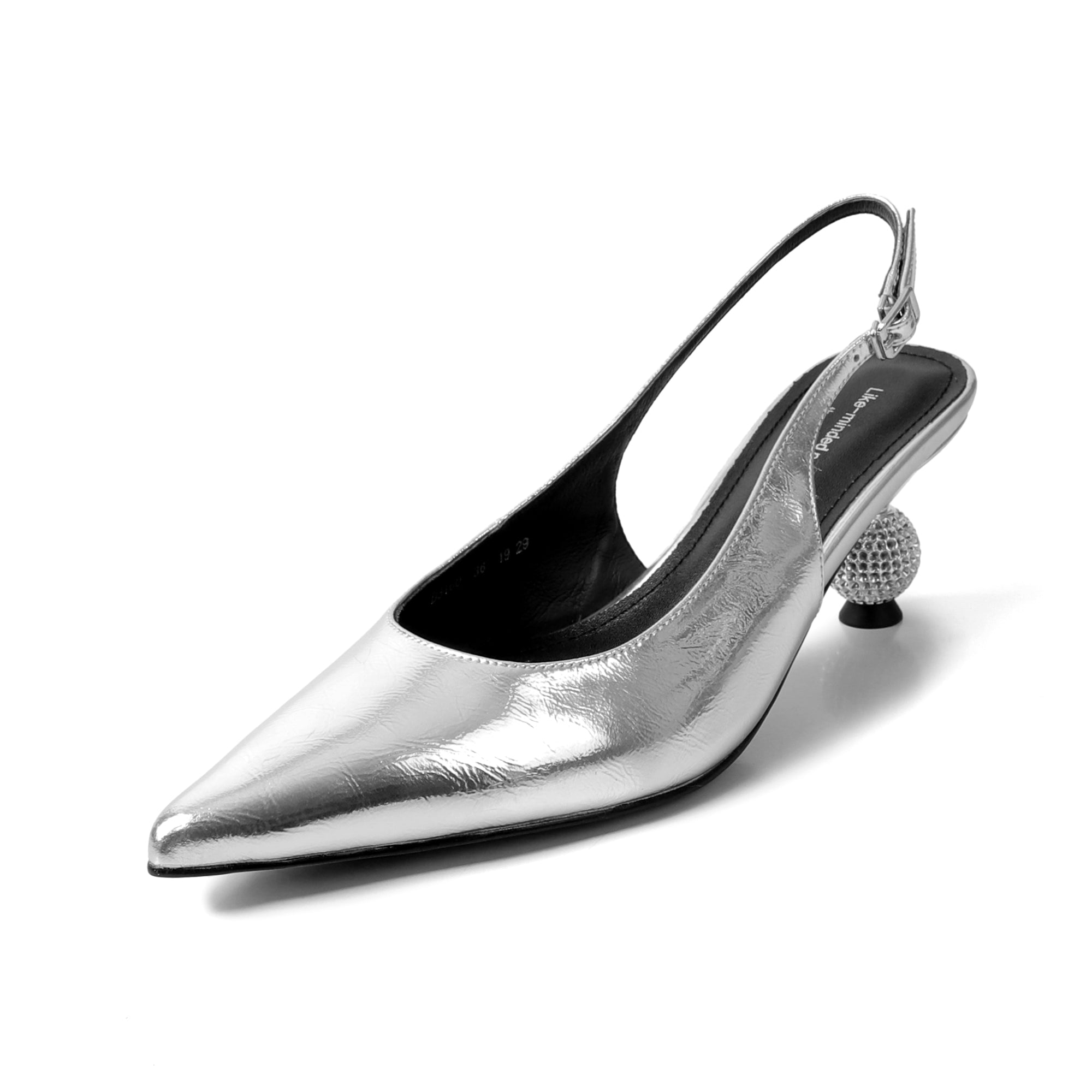 Sandalias elegantes de lujo con punta puntiaguda y pedrer&iacute;a para mujer