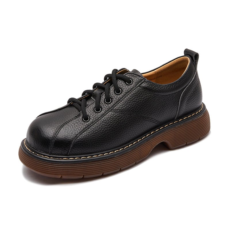 Scarpe Oxford con plateau da donna, scarpe basse con lacci, scarpe in pelle