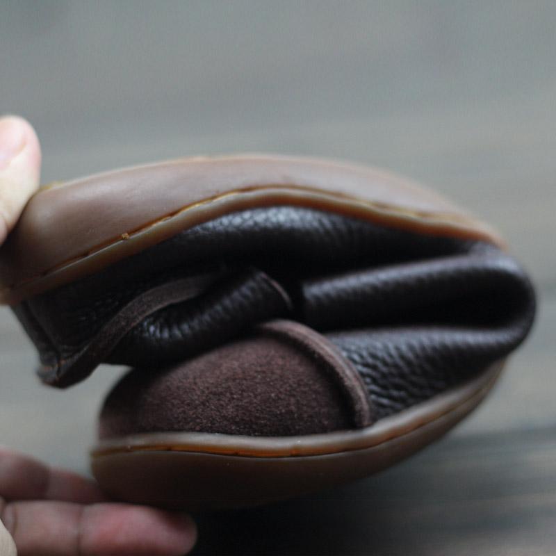 Mocasines retro de cuero suave hechos a mano, de dise&ntilde;o, planos descalzos para mujer