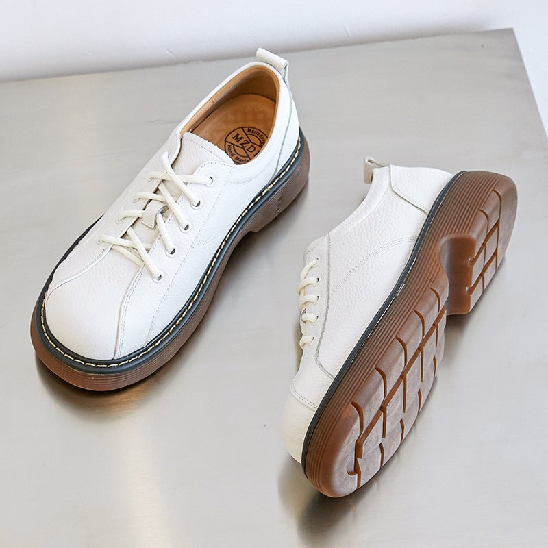Scarpe Oxford con plateau da donna, scarpe basse con lacci, scarpe in pelle