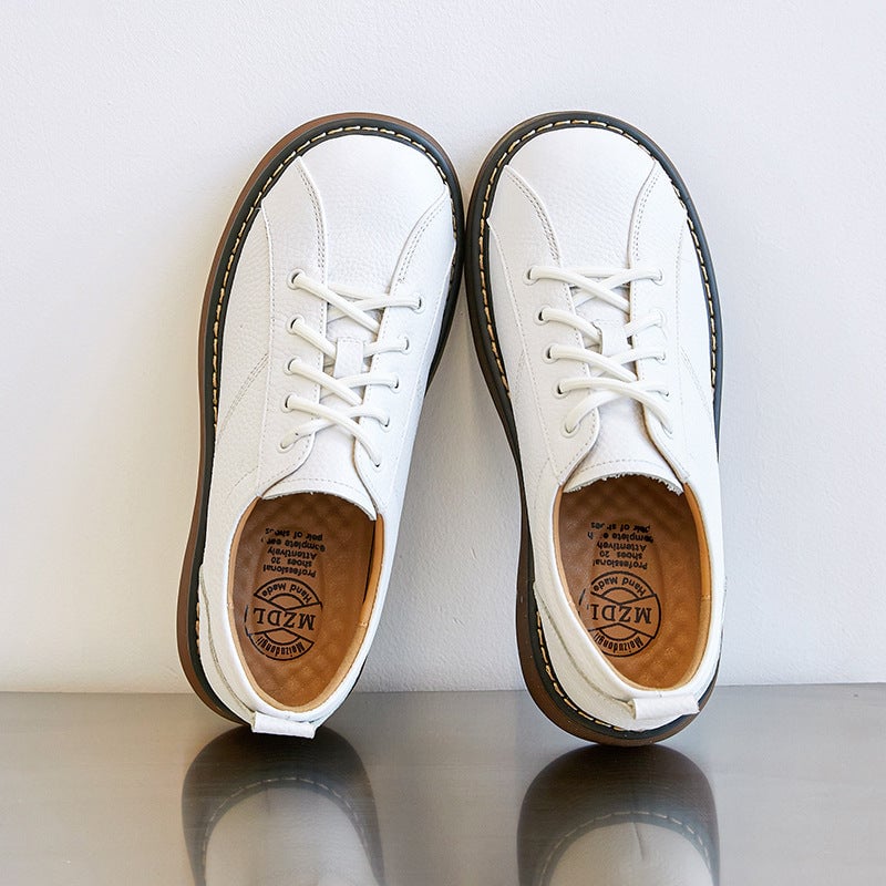 Scarpe Oxford con plateau da donna, scarpe basse con lacci, scarpe in pelle