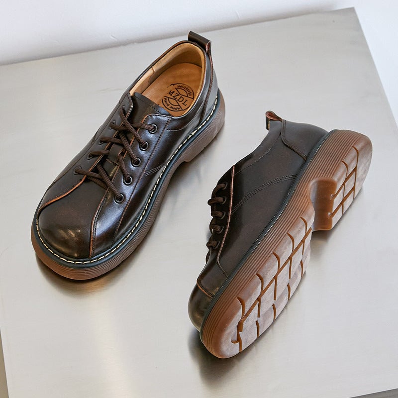 Scarpe Oxford con plateau da donna, scarpe basse con lacci, scarpe in pelle