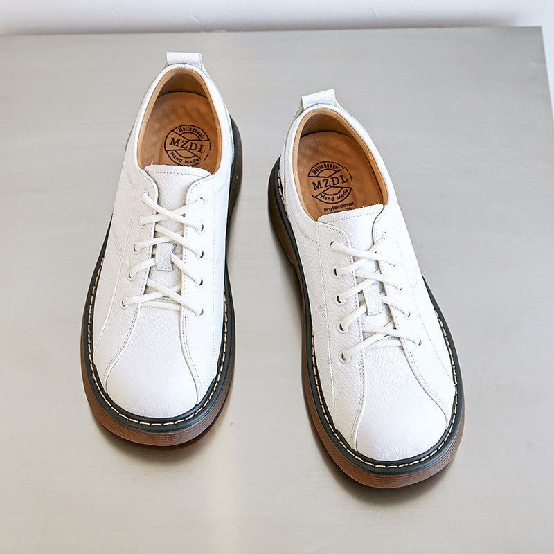Scarpe Oxford con plateau da donna, scarpe basse con lacci, scarpe in pelle