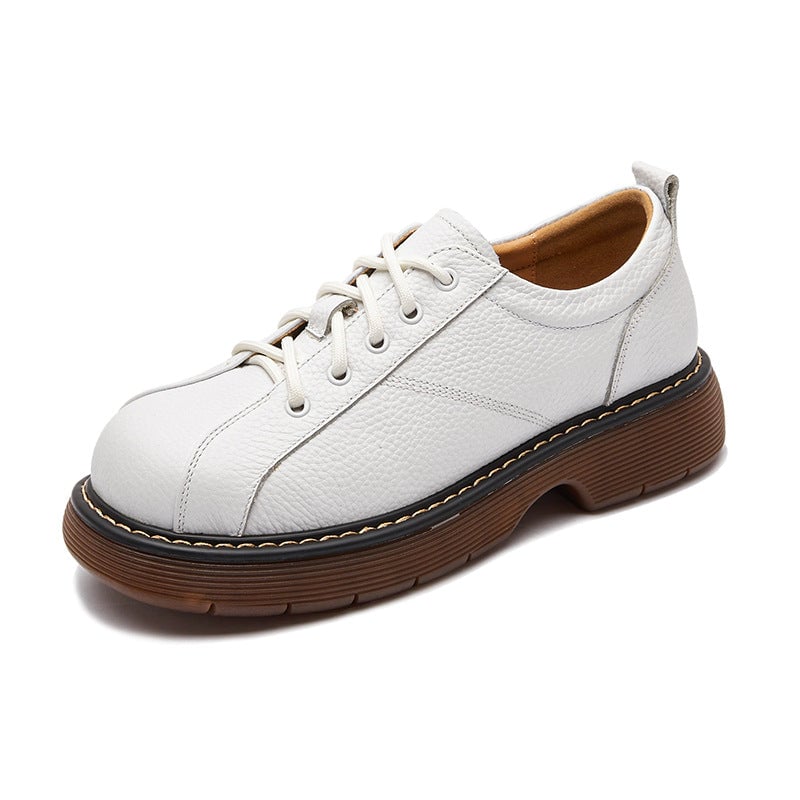 Scarpe Oxford con plateau da donna, scarpe basse con lacci, scarpe in pelle