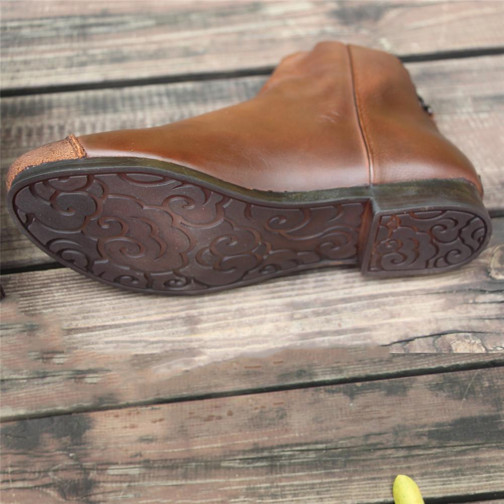 Botas planas de piel suave para mujer, descalzas, con dise&ntilde;o original en color caf&eacute;/negro.