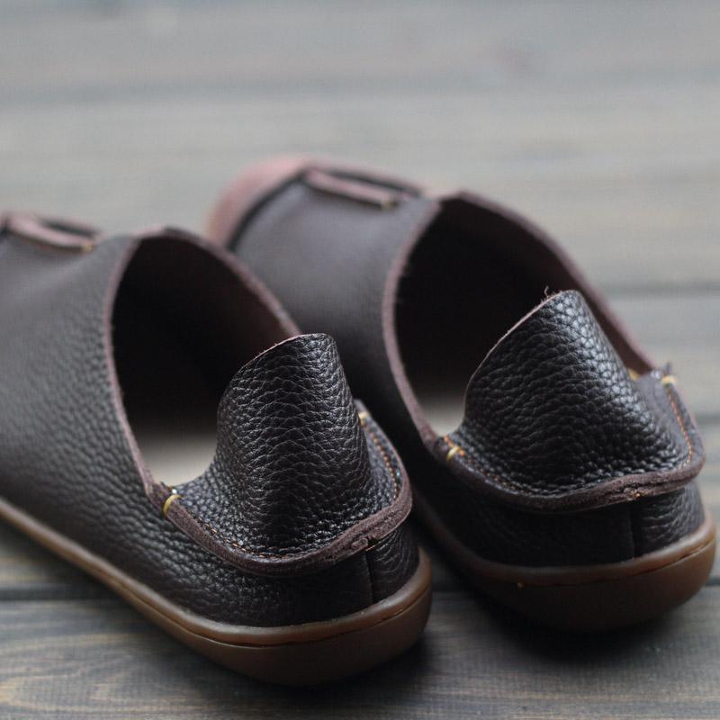 Mocasines retro de cuero suave hechos a mano, de dise&ntilde;o, planos descalzos para mujer