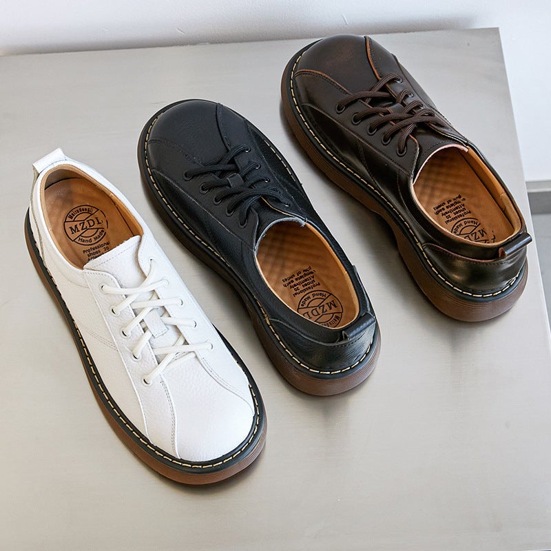 Scarpe Oxford con plateau da donna, scarpe basse con lacci, scarpe in pelle