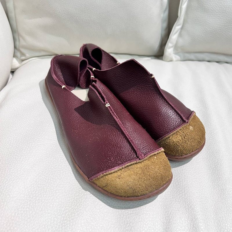 Mocasines retro de cuero suave hechos a mano, de dise&ntilde;o, planos descalzos para mujer