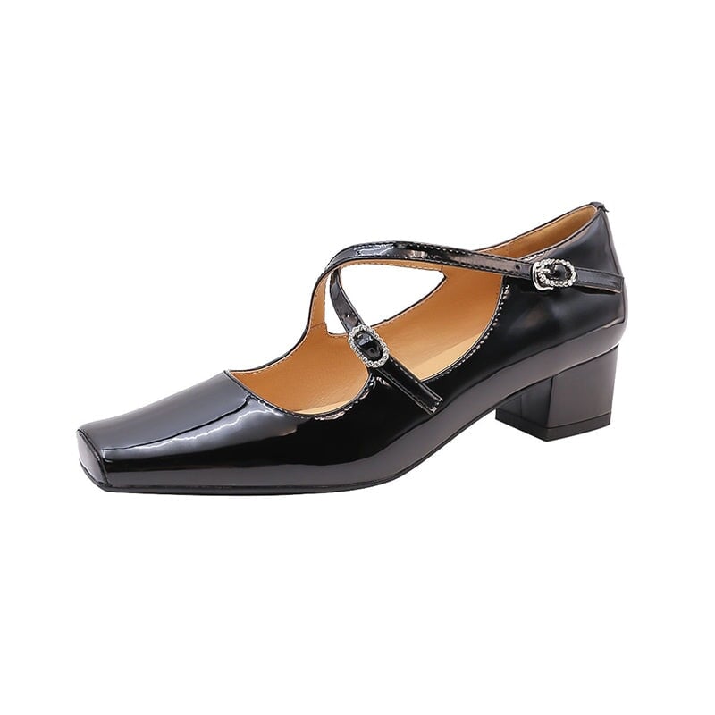 Zapatos Mary Jane de 45 mm con doble tira, hechos a mano en piel, en negro, beige y albaricoque.