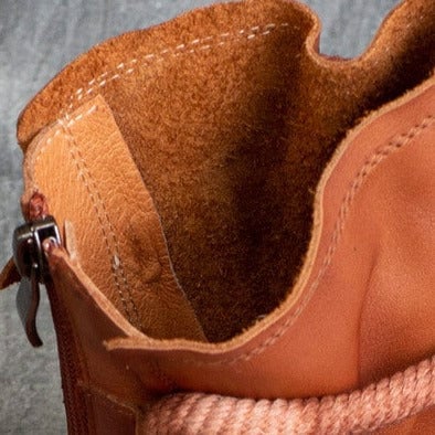 Sandalias de cuero para mujer, zapatos de ca&ntilde;a alta, planos, estilo gladiador, vintage, punta abierta