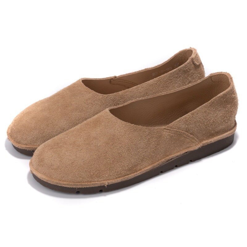 Mocasines informales de ante sin cordones, transpirables, planos y descalzos en caqui, amarillo, marr&oacute;n, beige y caf&eacute;.