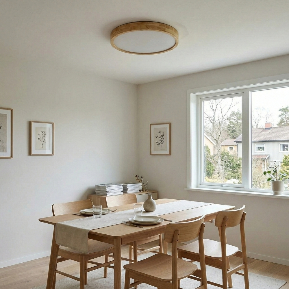 LignoForma Deckenleuchte in geometrischer Form &ndash; Moderne LED-Holzdecke f&uuml;r Schlafzimmer und Wohnzimmer