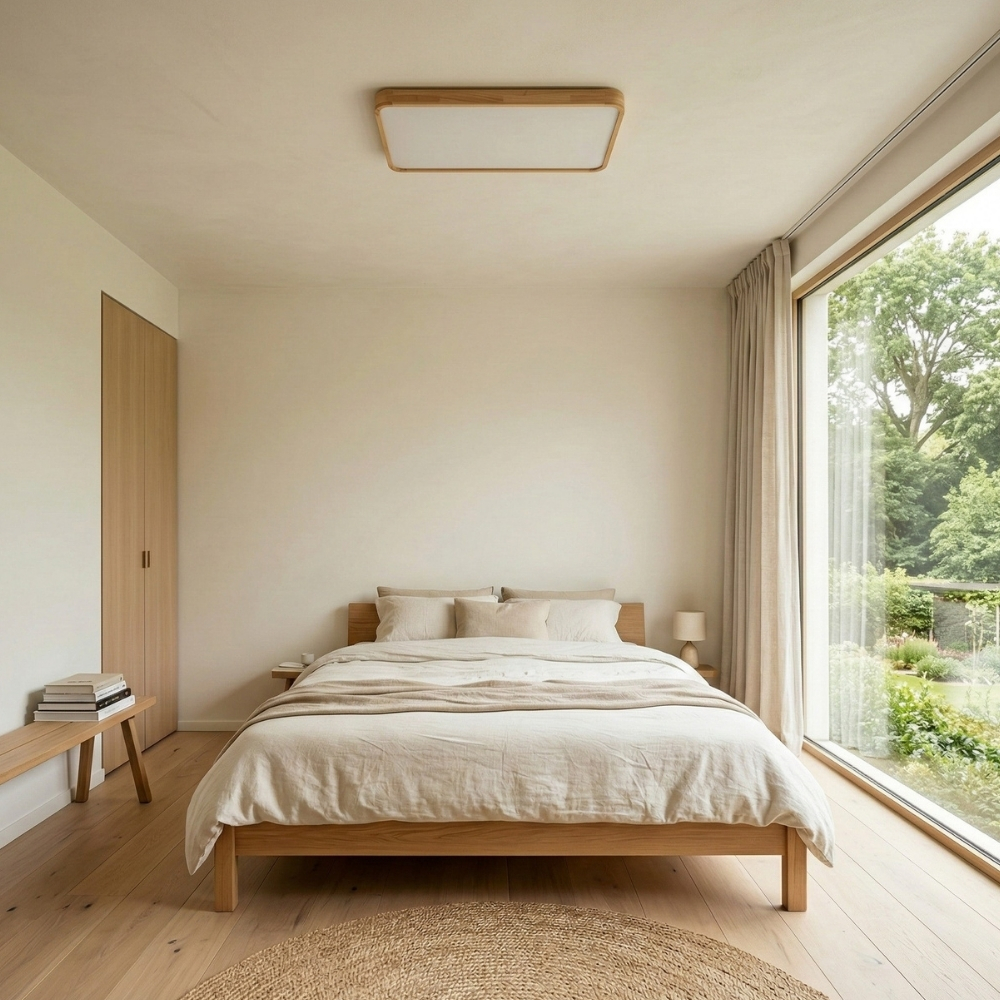 LignoForma Deckenleuchte in geometrischer Form &ndash; Moderne LED-Holzdecke f&uuml;r Schlafzimmer und Wohnzimmer