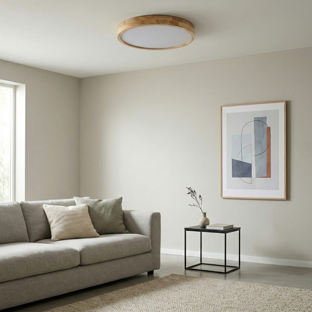 LignoForma Deckenleuchte in geometrischer Form &ndash; Moderne LED-Holzdecke f&uuml;r Schlafzimmer und Wohnzimmer