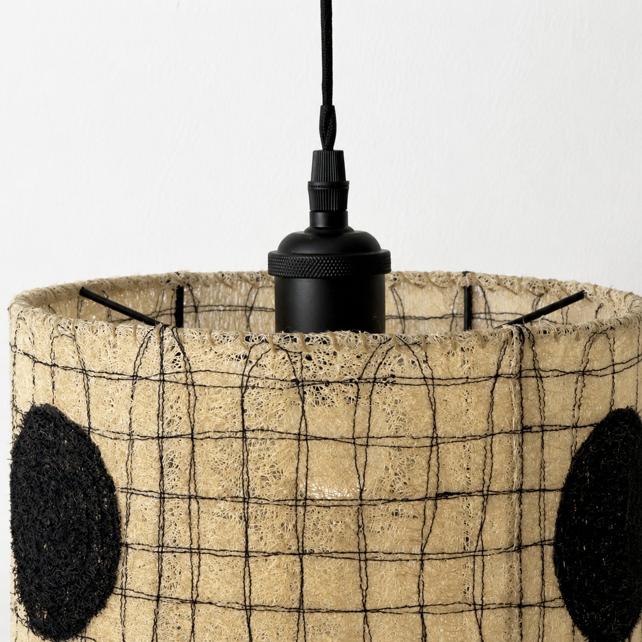 Suspension en luffa naturel - Abat-jour tiss&eacute; organique pour salle &agrave; manger